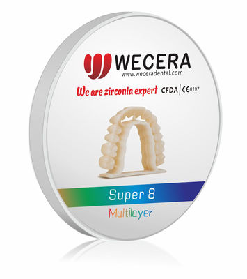Sintering Density 6.0gcm3 multilayer zirconia disc 8 layers suitable for CAD CAM dental milling and precise restorations