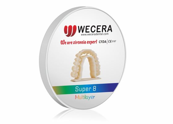 1200 MPa Sterkte Meerlaag Zirconia schijf Diameter 98 mm Zirconia materiaal Hoge sterkte tandheelkundige oplossingen