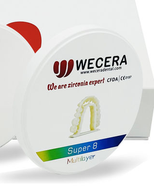 Pre-schaduwde zirconia blokken meerlagig zirconia blok met kleuren A1 D4 en sinterprogramma 1500 graden Ideaal voor tandheelkundige kronen