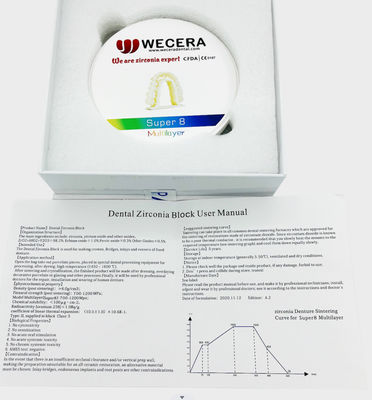 100 procent nauwkeurige schaalfactor Zirconia Keramische blokken Dichtheid 6,0 tot 6,3 gram per kubieke centimeter Perfect voor frees- en CAD CAM-systemen