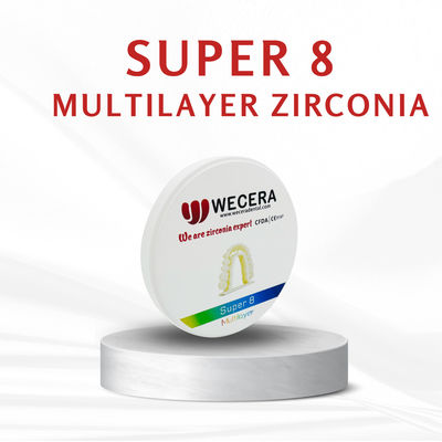 Pre-schaduwde Zirconia blokken Meerlaagse Zirconia blok 8 lagen Scaling Factor 100 procent Precise tandheelkundige restauratie materiaal